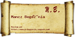 Mancz Begónia névjegykártya